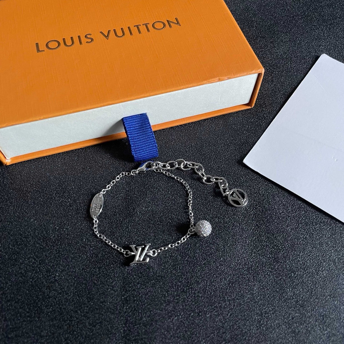 Letter Emblem Bracelet in Polished Metal-Tone – Design 010 front product view