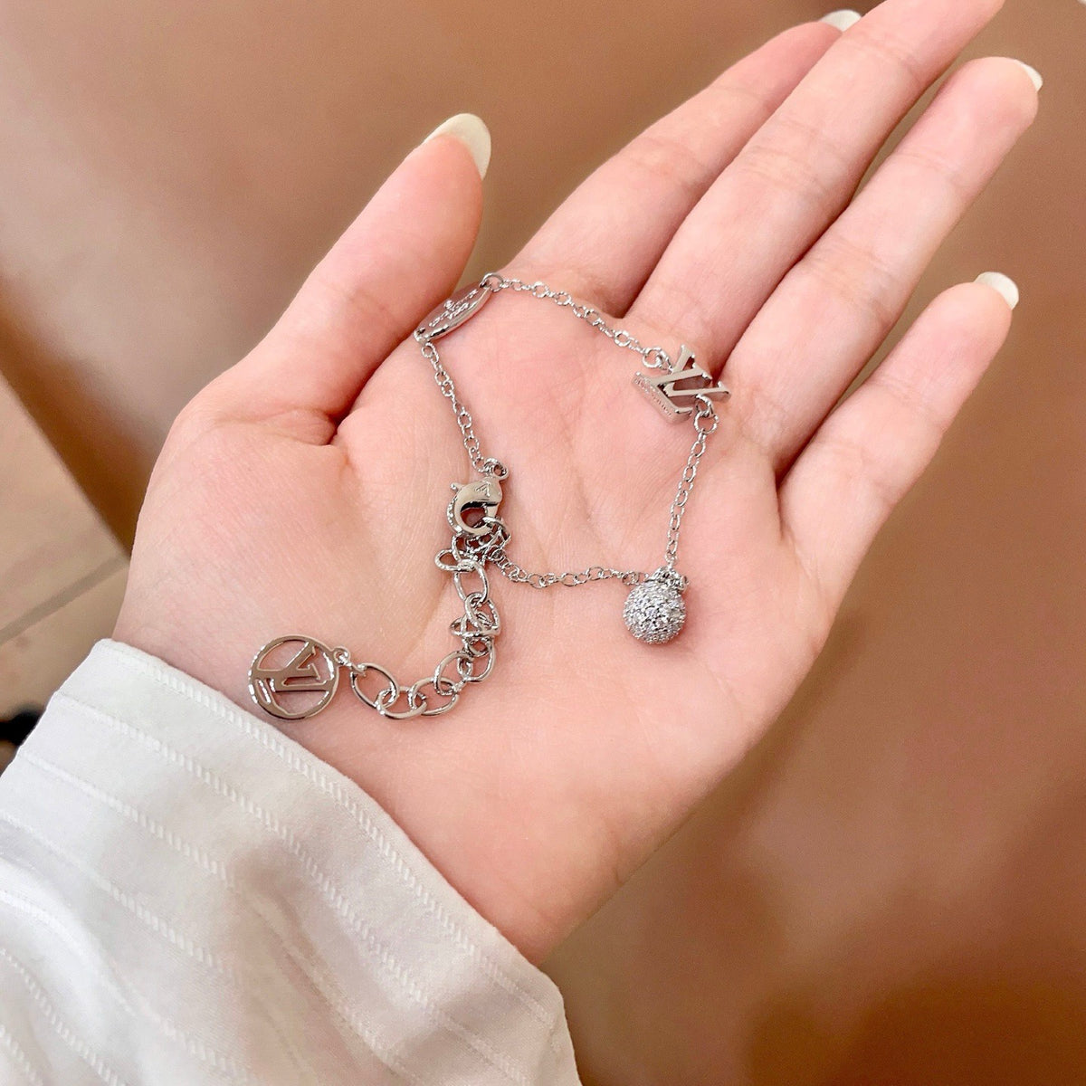 Letter Emblem Bracelet in Polished Metal-Tone – Design 010 styled product view