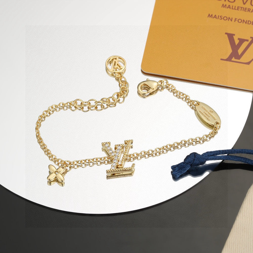 Letter Emblem Bracelet in Polished Metal-Tone – Design 009 main product view
