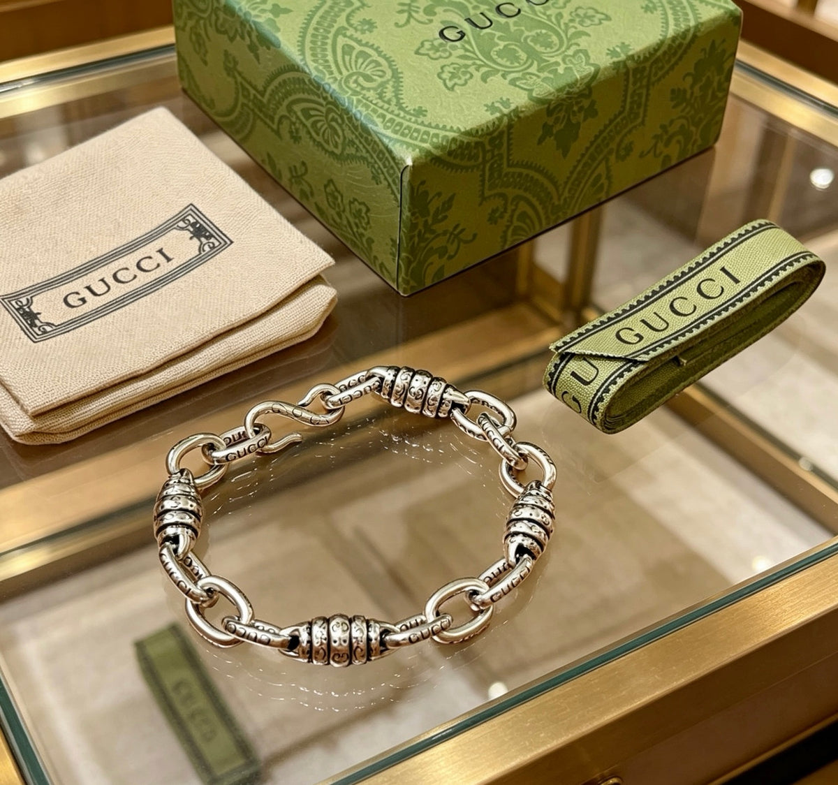 Floral Bracelet in Polished Metal-Tone – Design 016 styled product view