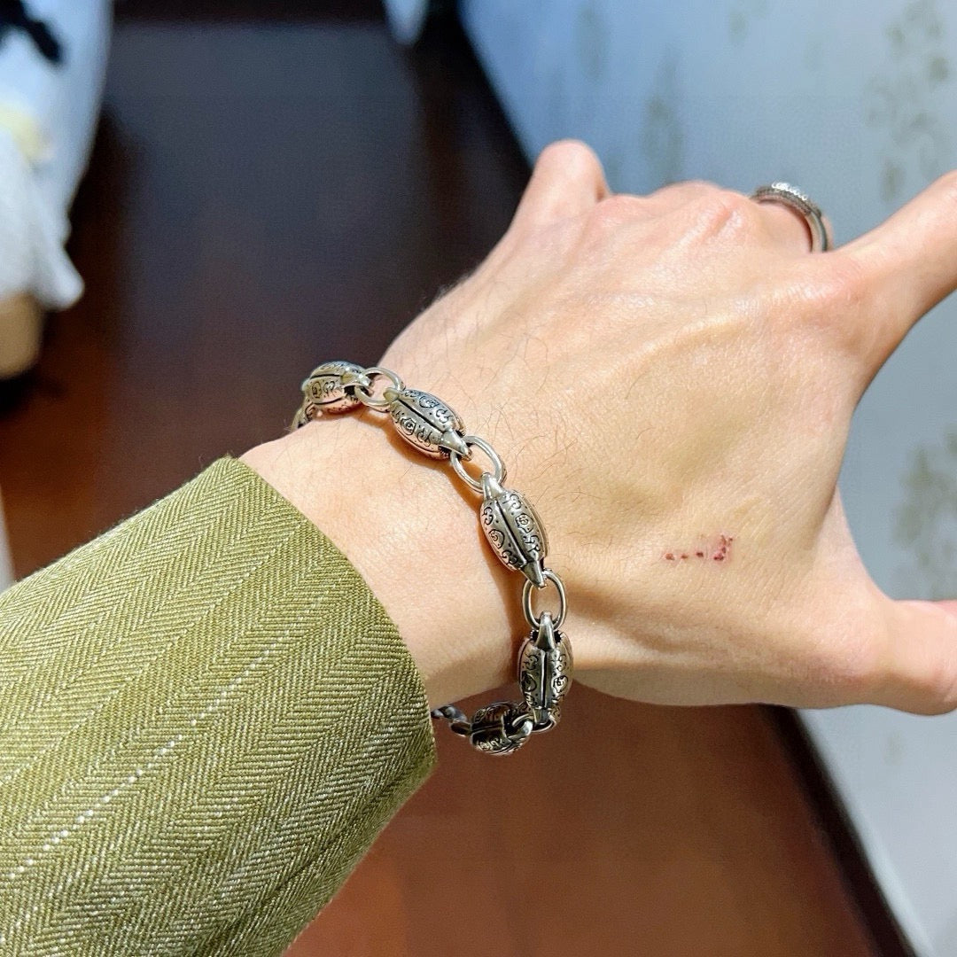 Geometric Emblem Bracelet in Polished Metal-Tone – Design 122 main product view