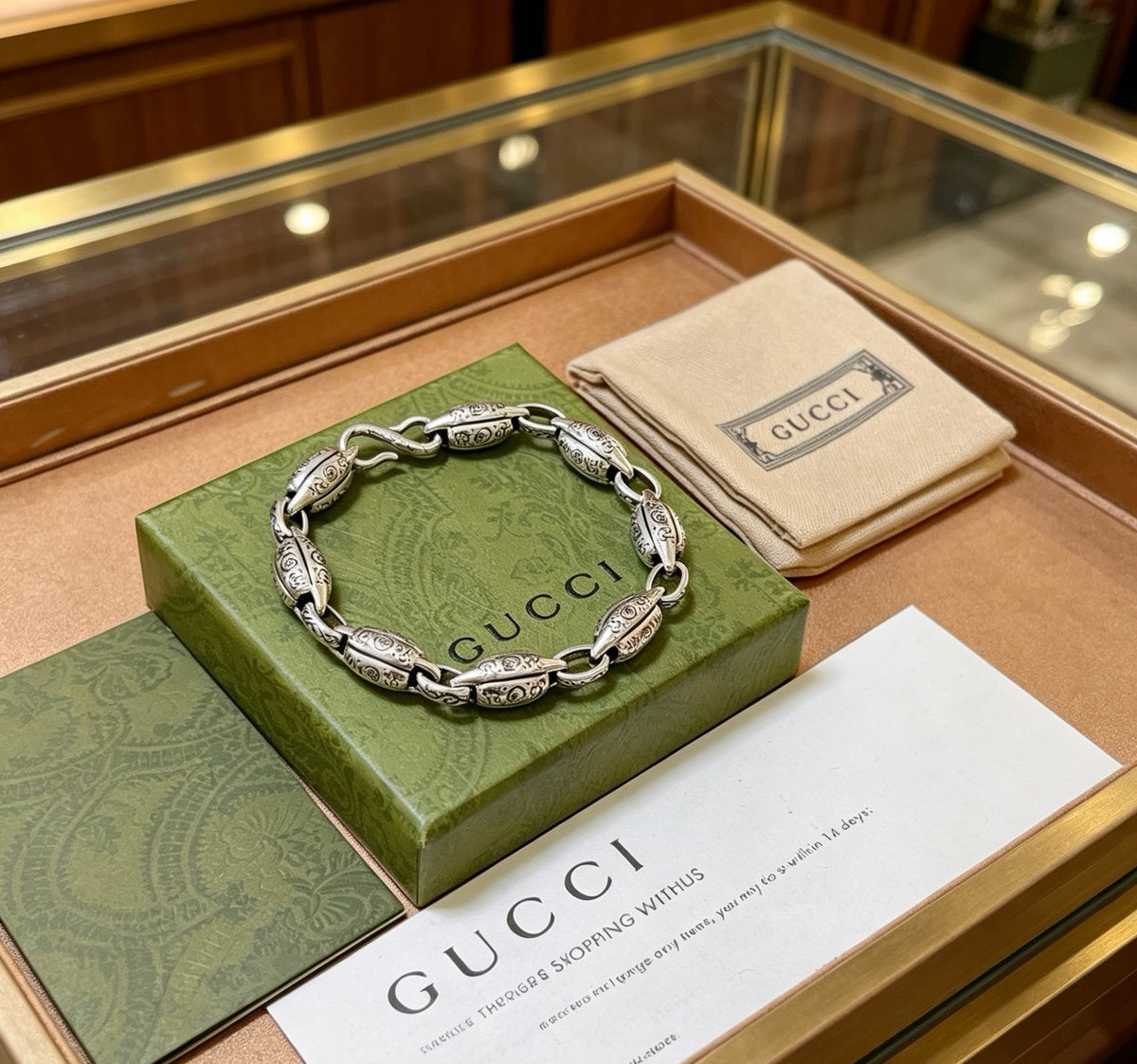 Geometric Emblem Bracelet in Polished Metal-Tone – Design 079 front product view