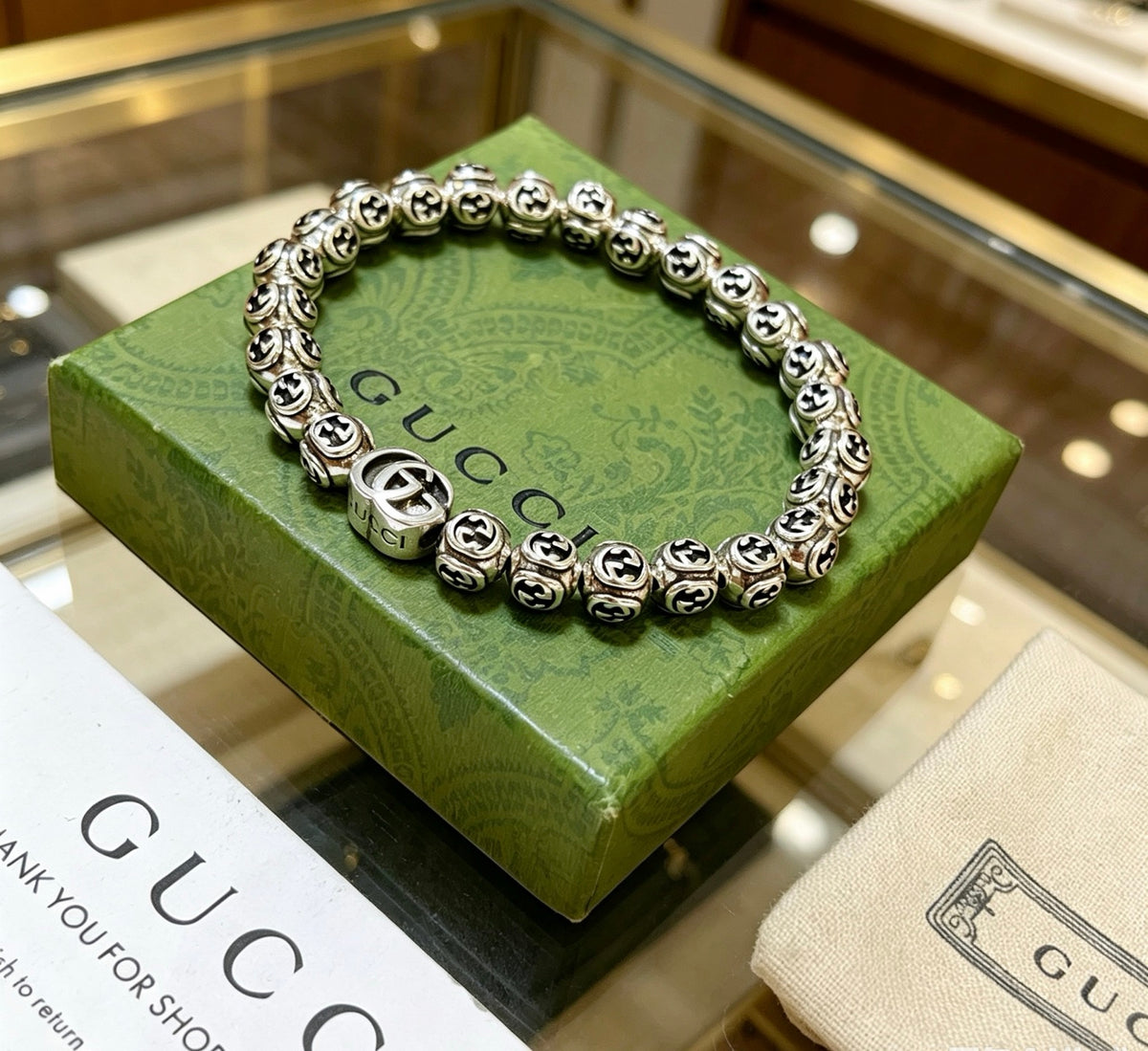 Double-G Emblem Bracelet in Polished Metal-Tone – Design 033 styled product view