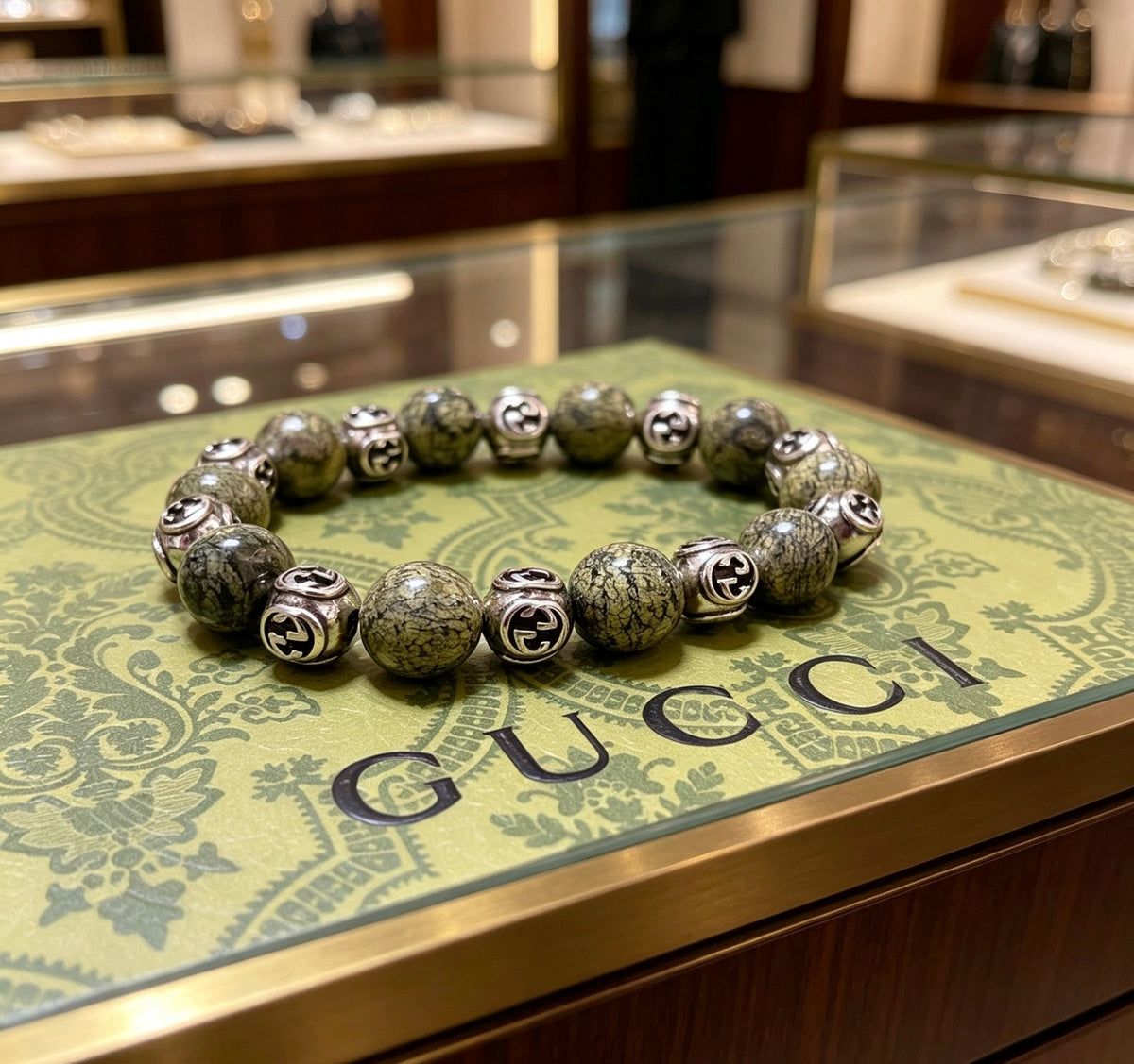 Double-G Emblem Bracelet in Polished Metal-Tone – Design 018 front product view
