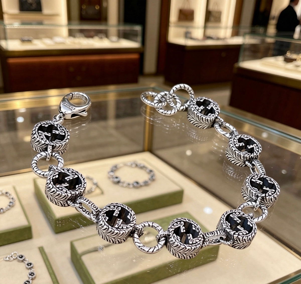 Geometric Emblem Bracelet in Polished Metal-Tone – Design 078 main product view