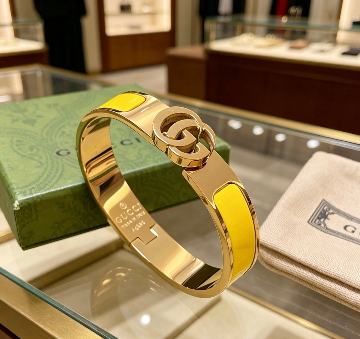 Double-G Emblem Bangle in Gold-Tone – Design 012 styled product view