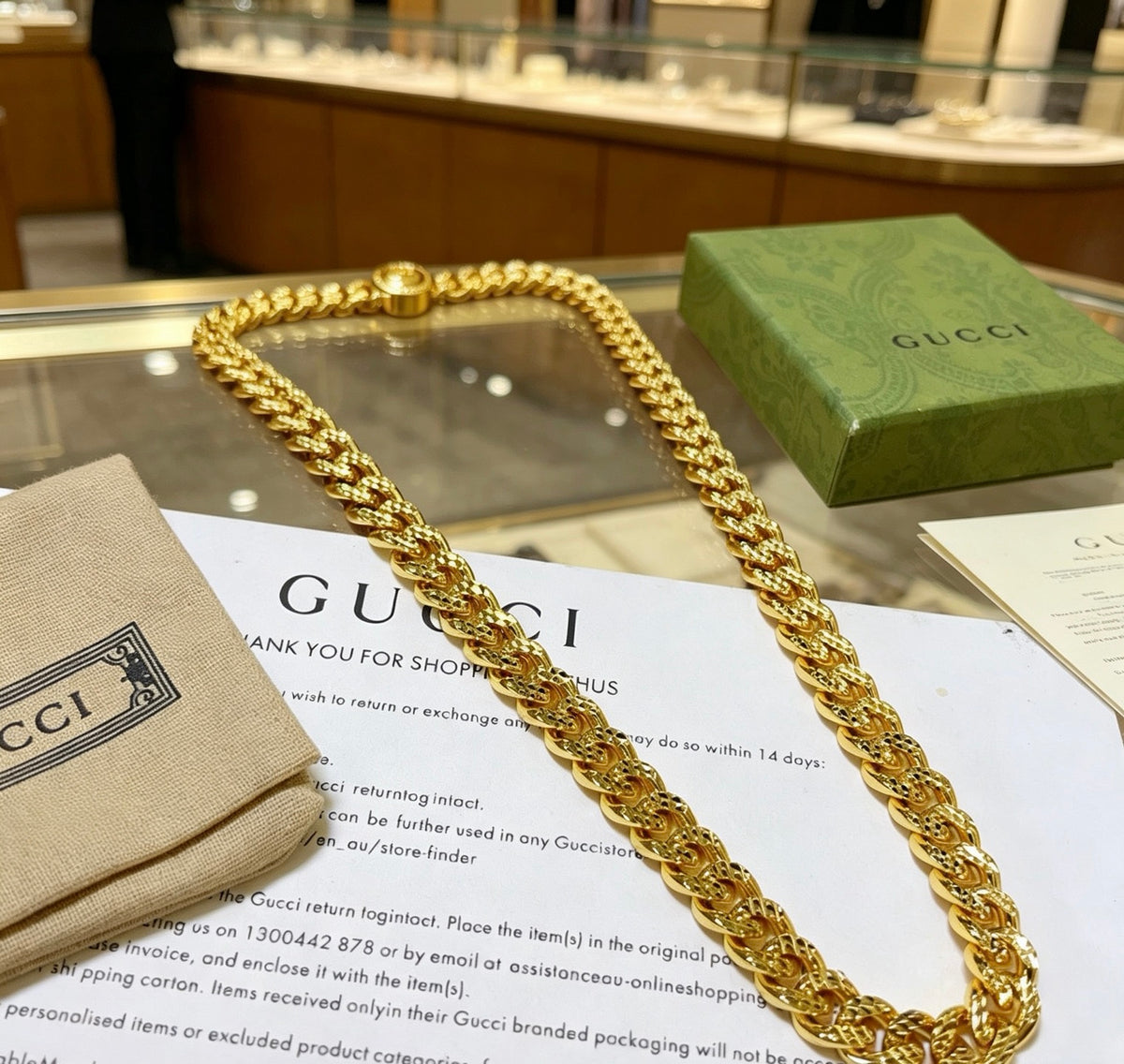 Double-G Emblem Pendant Necklace in Polished Metal-Tone – Design 152 main product view