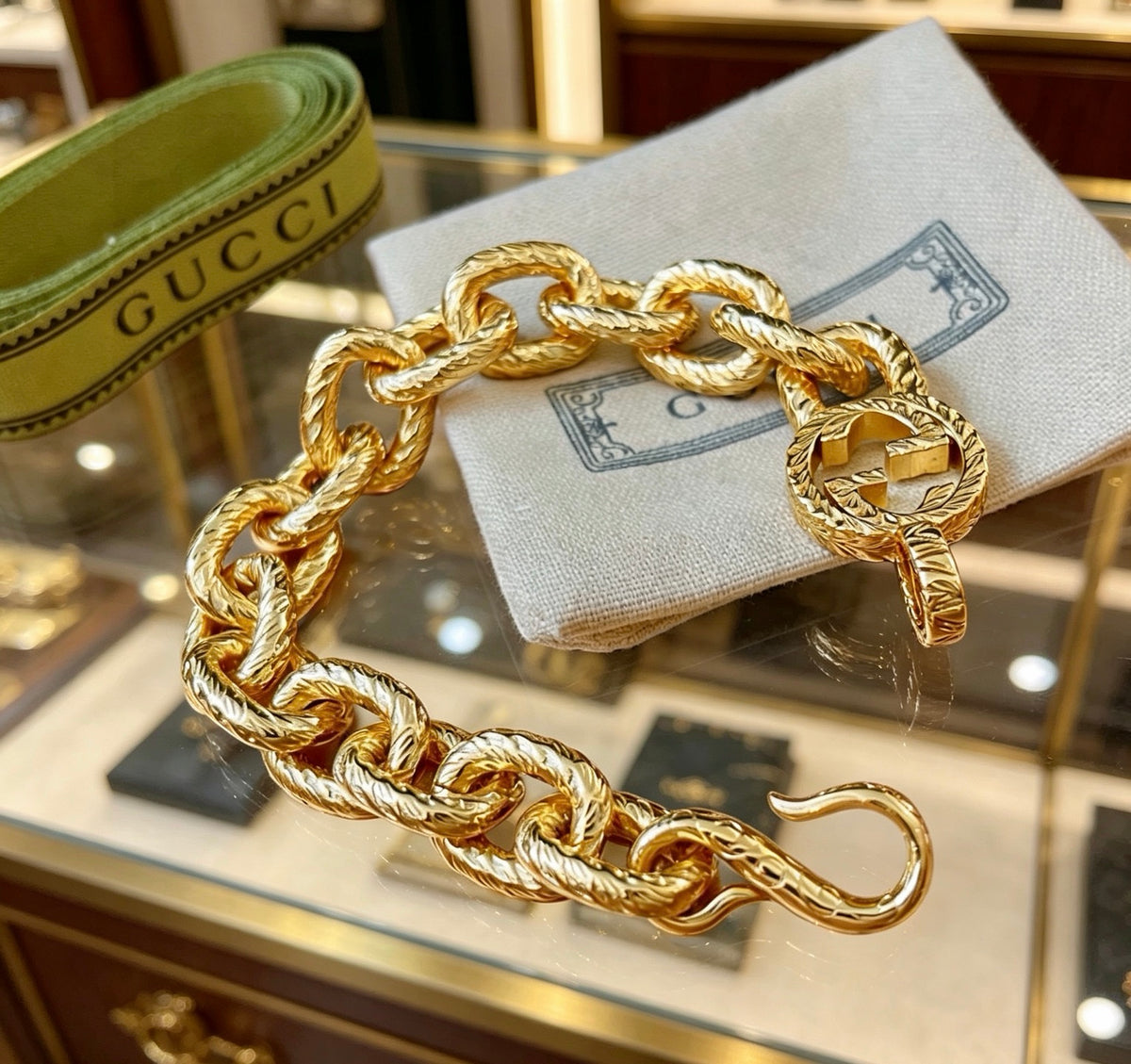 Geometric Emblem Bracelet in Gold-Tone – Design 004 front product view