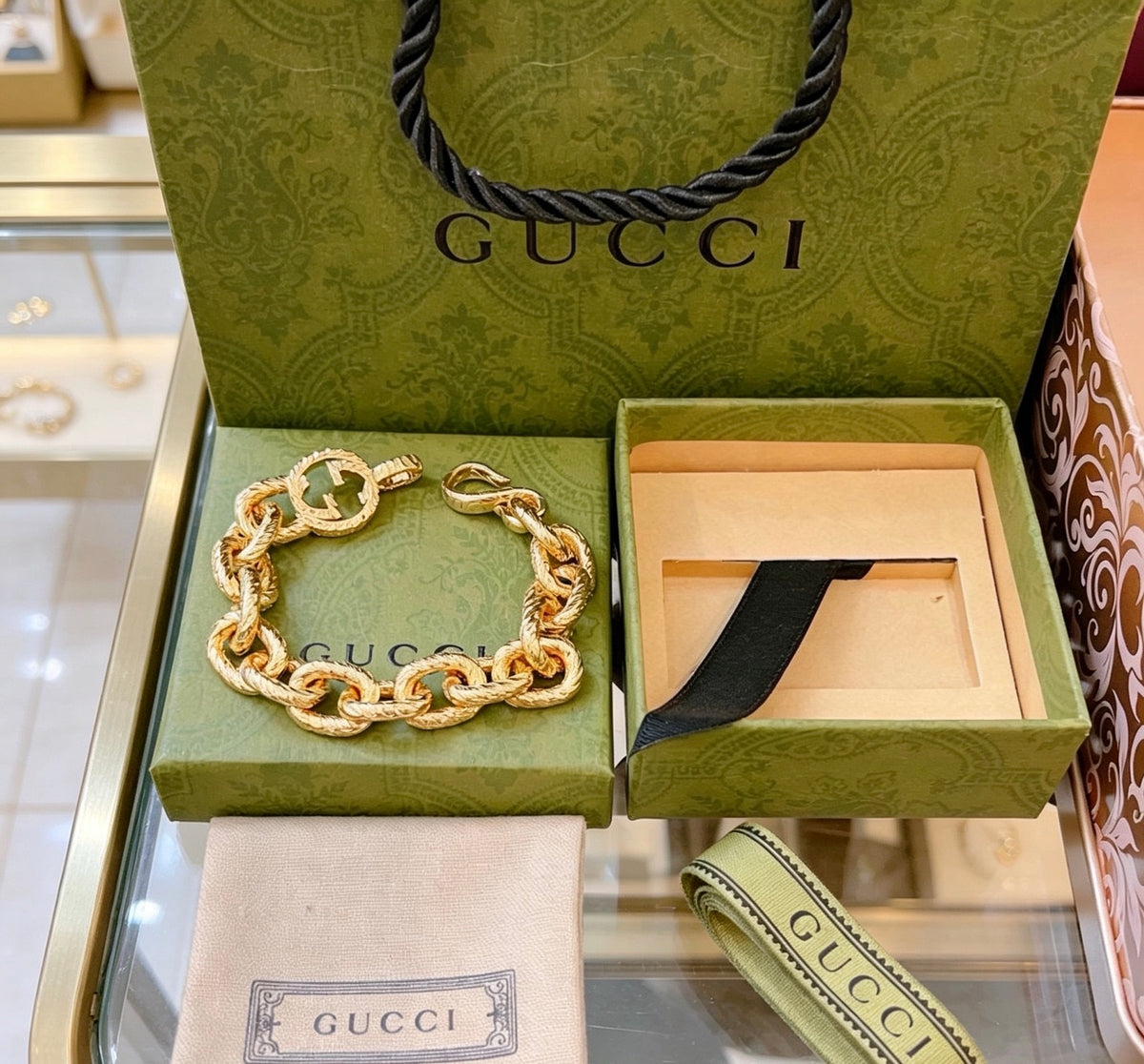 Geometric Emblem Bracelet in Gold-Tone – Design 004 close-up detail