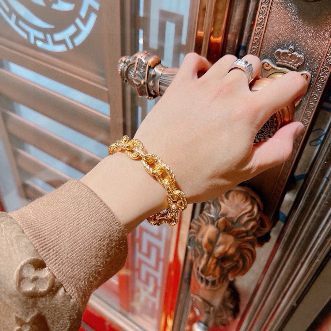 Geometric Emblem Bracelet in Gold-Tone – Design 004 main product view