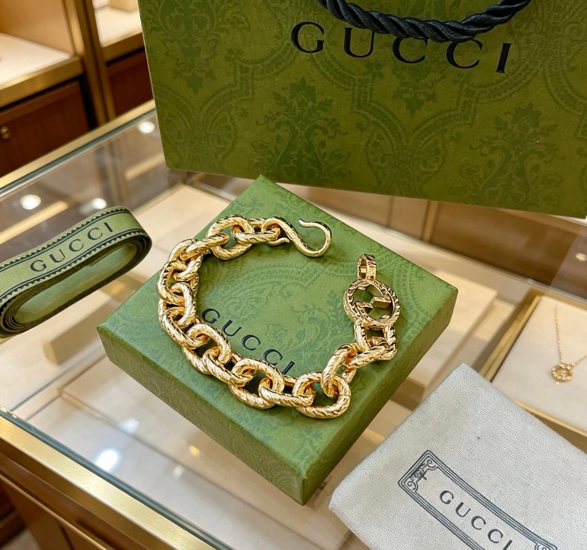 Geometric Emblem Bracelet in Gold-Tone – Design 004 front product view