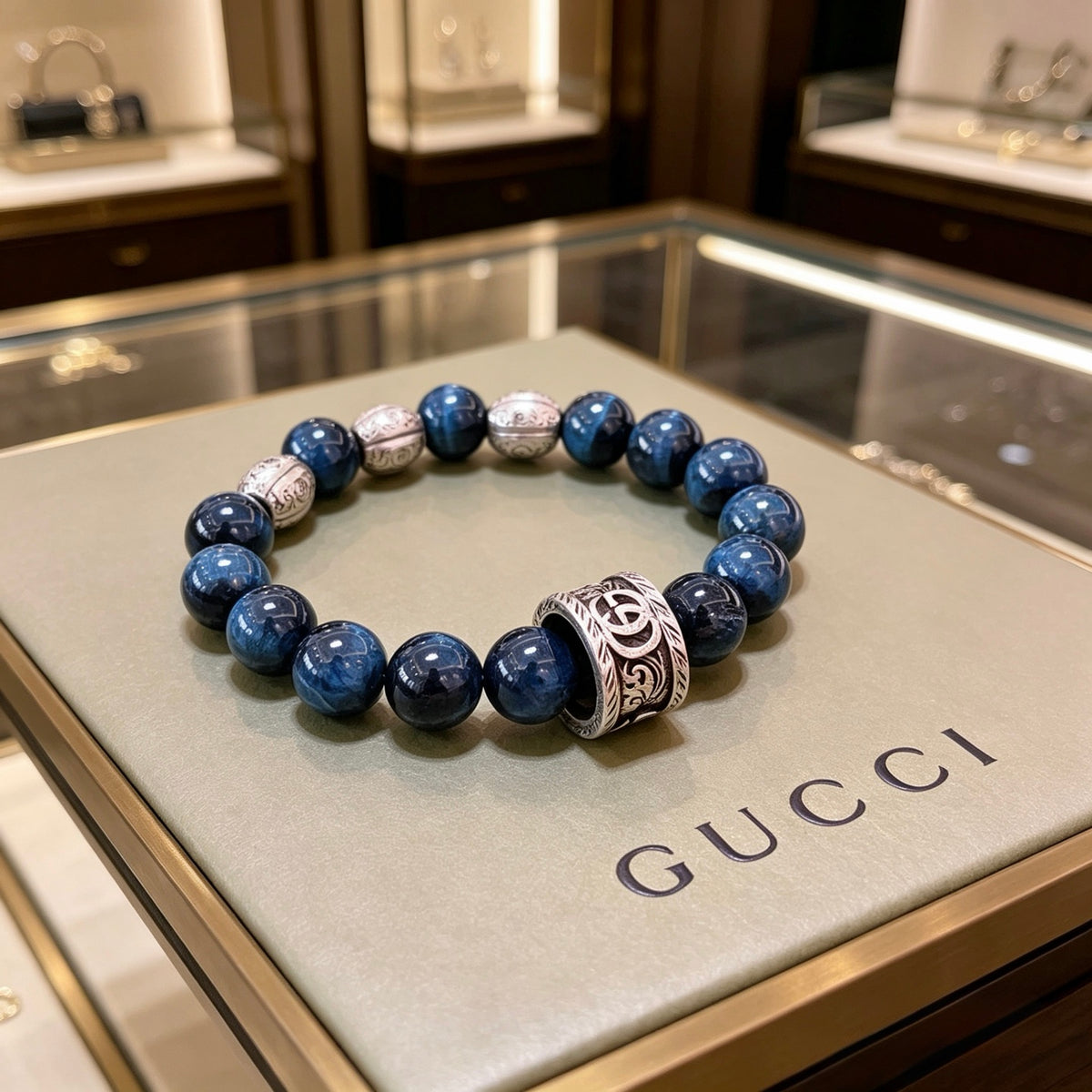 Double-G Emblem Bracelet in Polished Metal-Tone – Design 017 close-up detail