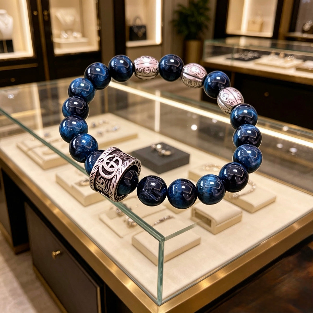 Double-G Emblem Bracelet in Polished Metal-Tone – Design 017 front product view