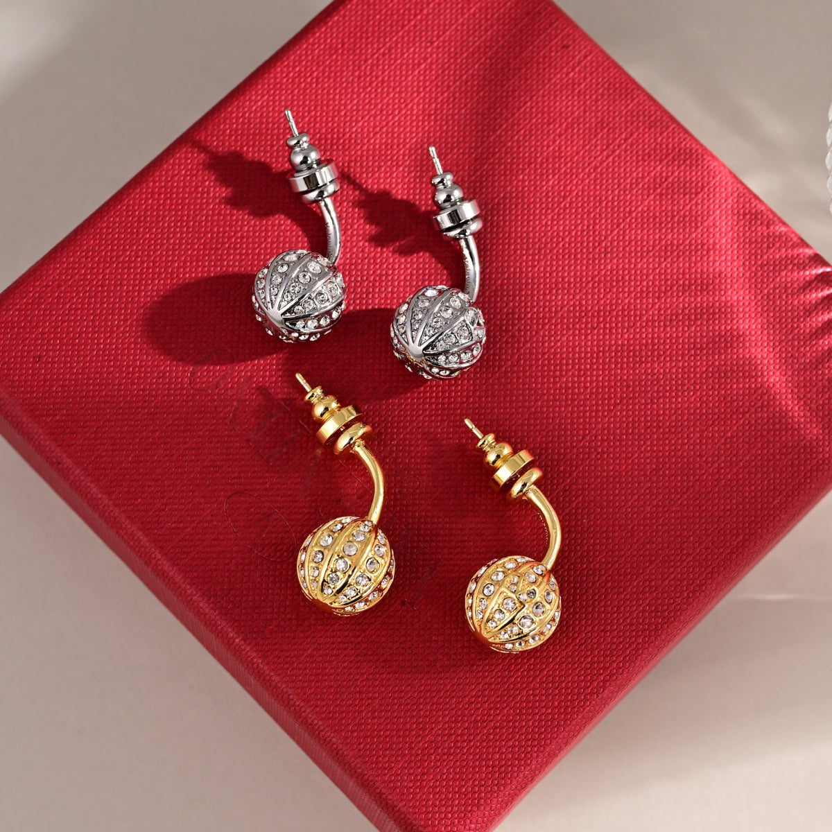 Signature Emblem Statement Earrings in Polished Metal-Tone – Design 02 side detail