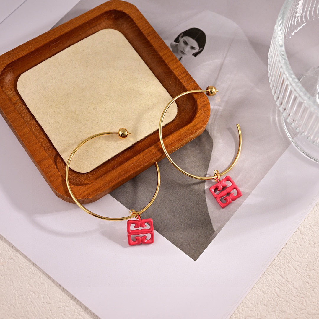 Signature Emblem Statement Earrings in Polished Metal-Tone – Design 028 styled product view