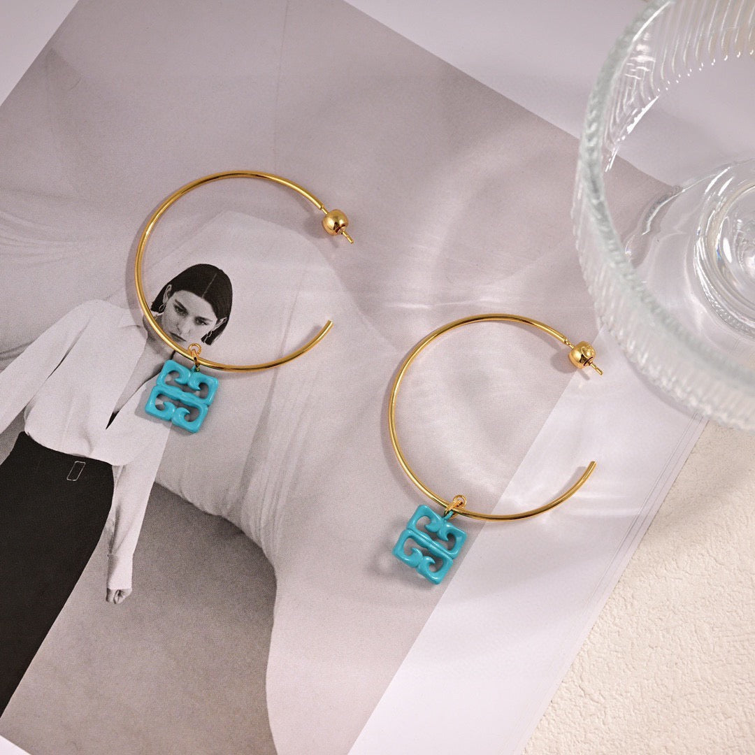 Signature Emblem Statement Earrings in Polished Metal-Tone – Design 028 main product view