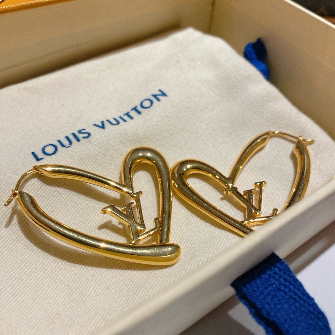Heart Stud Earrings in Gold-Tone – Design 002 front product view