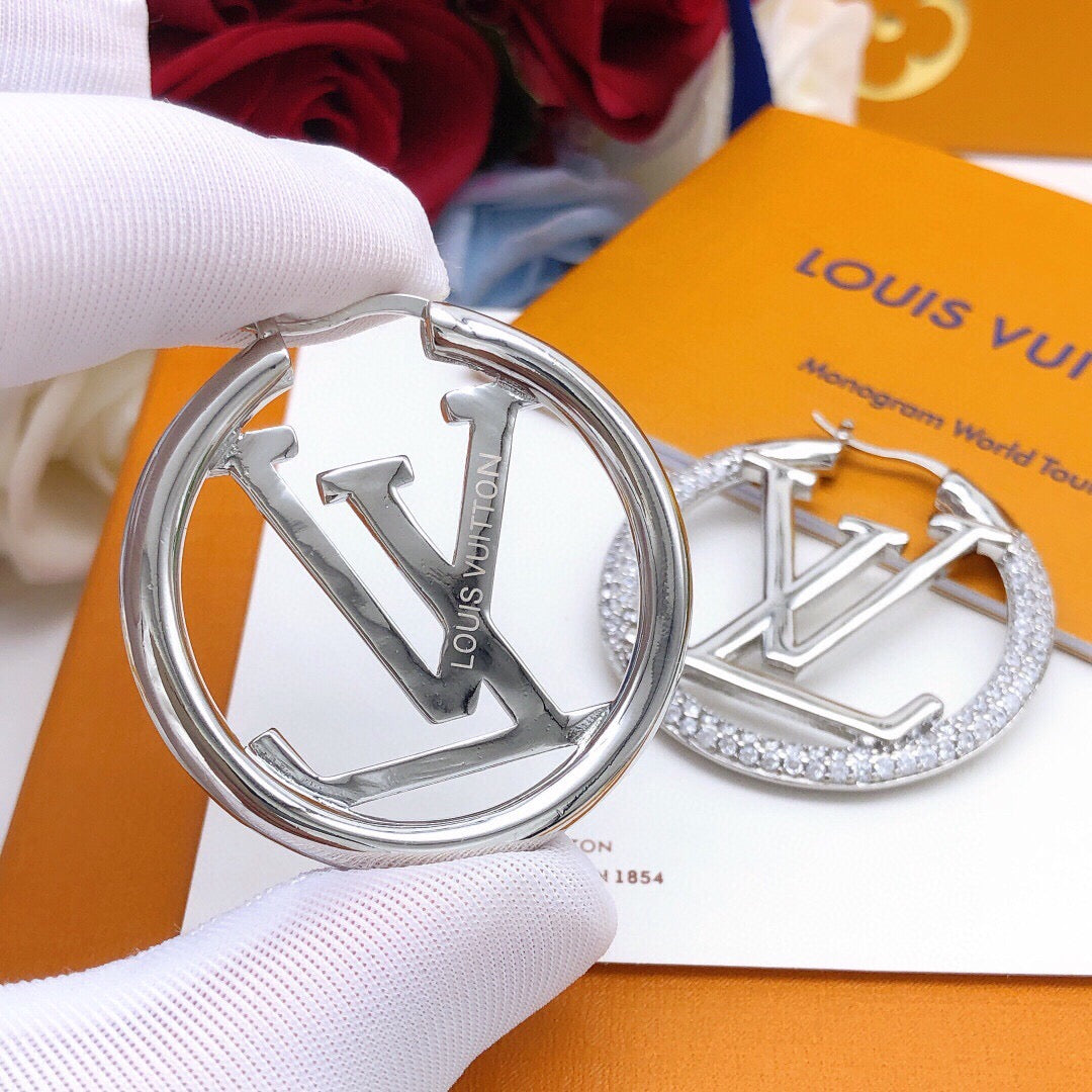 Round Statement Earrings in Silver-Tone – Silver Detail – Design 003 main product view