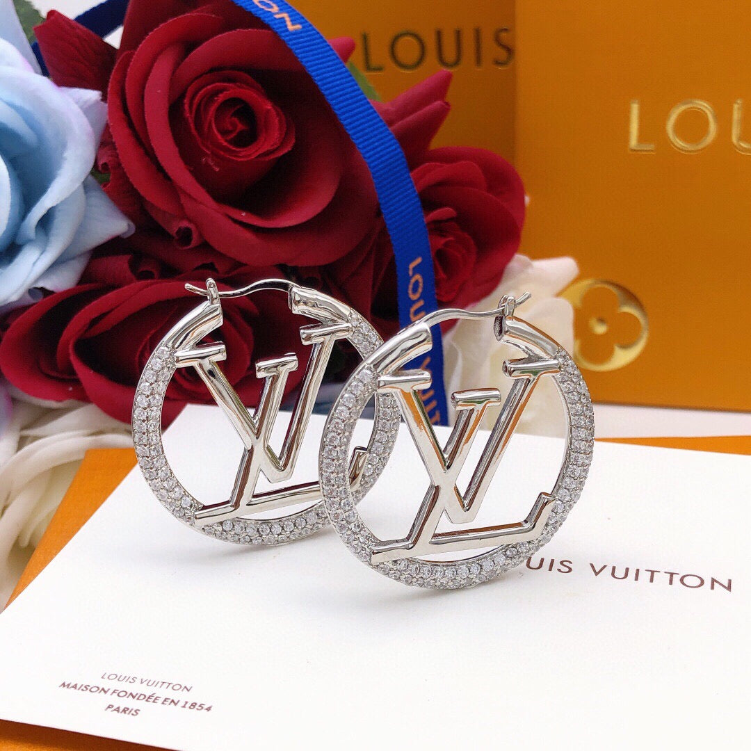 Round Statement Earrings in Silver-Tone – Silver Detail – Design 003 front product view