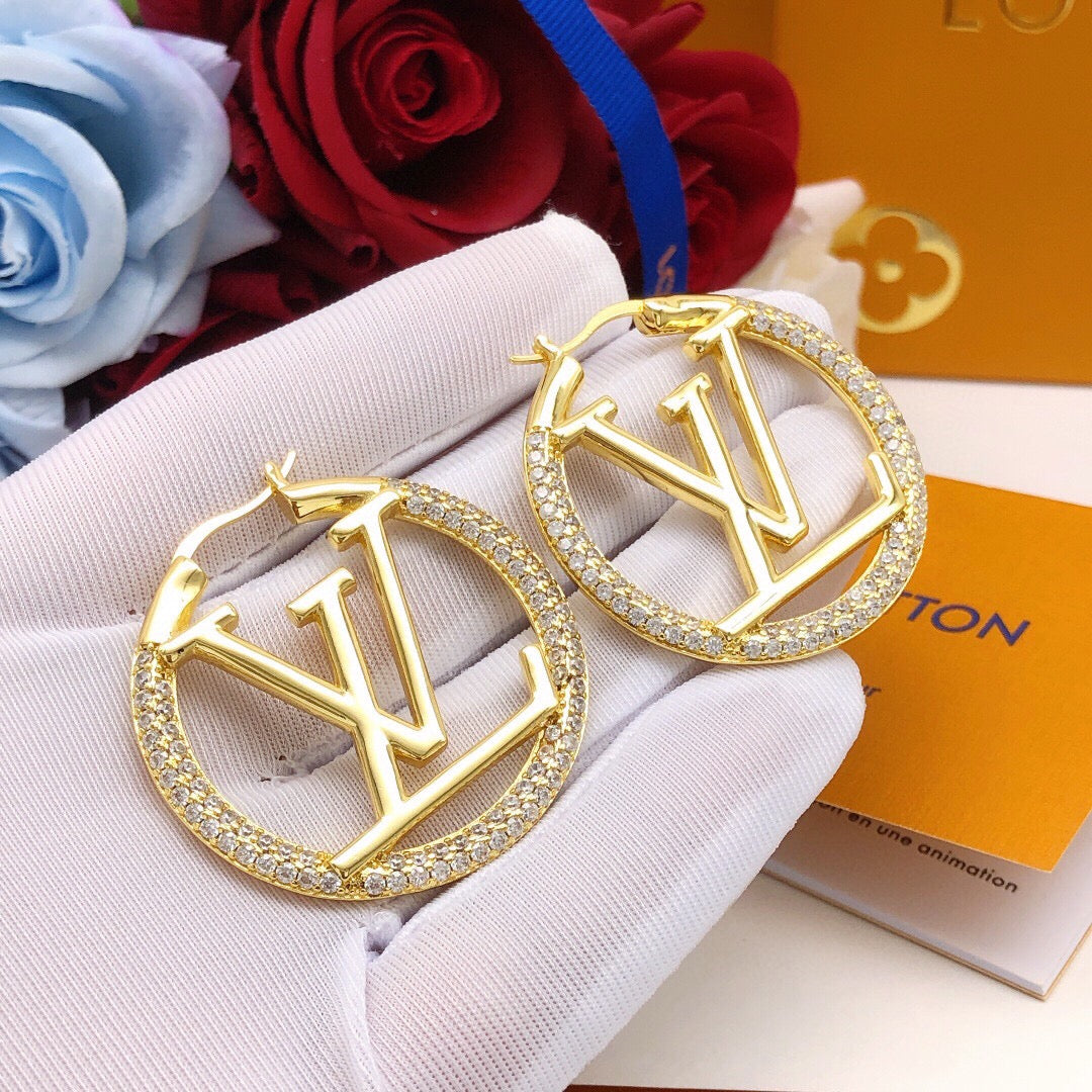 Round Statement Earrings in Silver-Tone – Silver Detail – Design 002 front product view