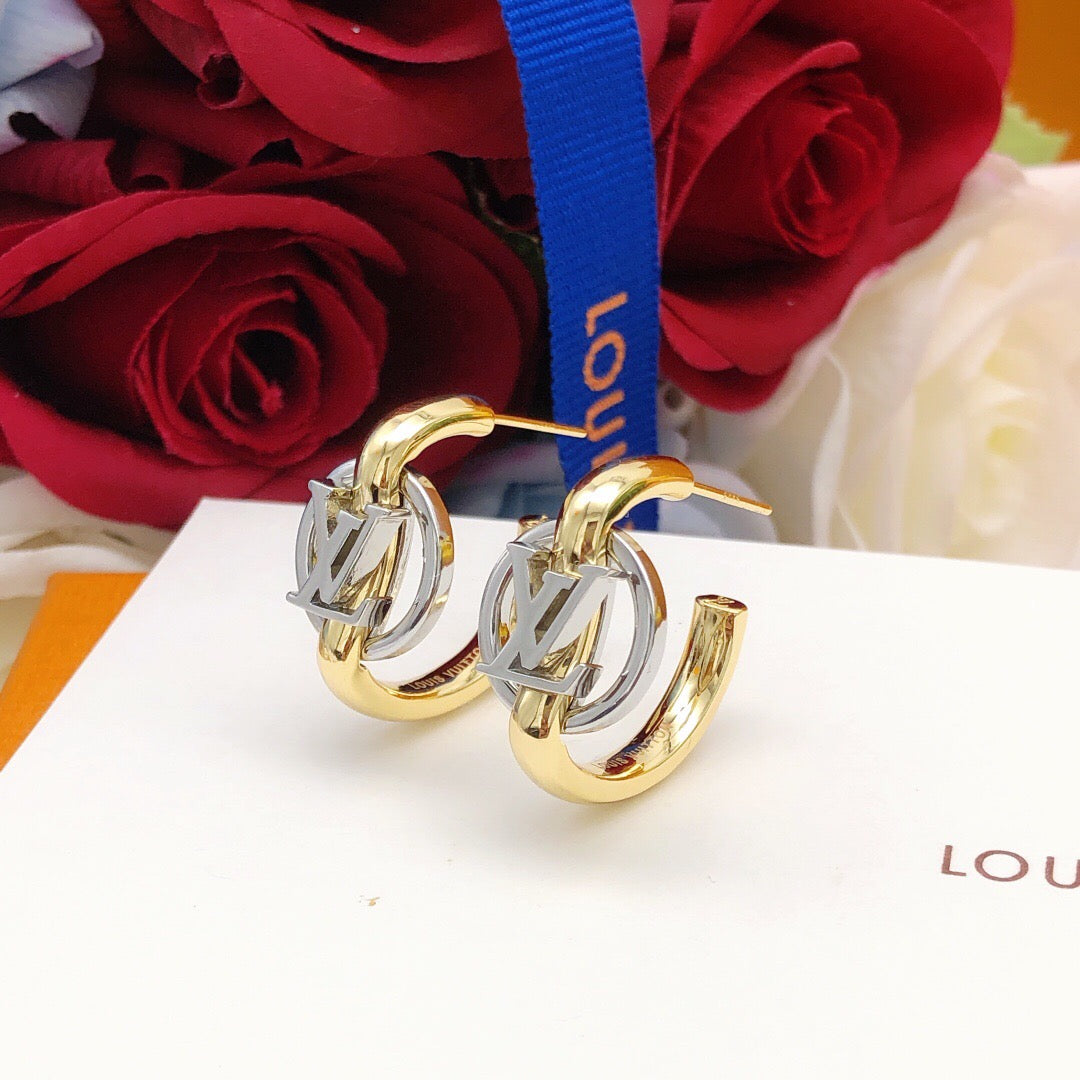 Geometric Emblem Statement Earrings in Silver-Tone – Silver Detail – Design 005 main product view