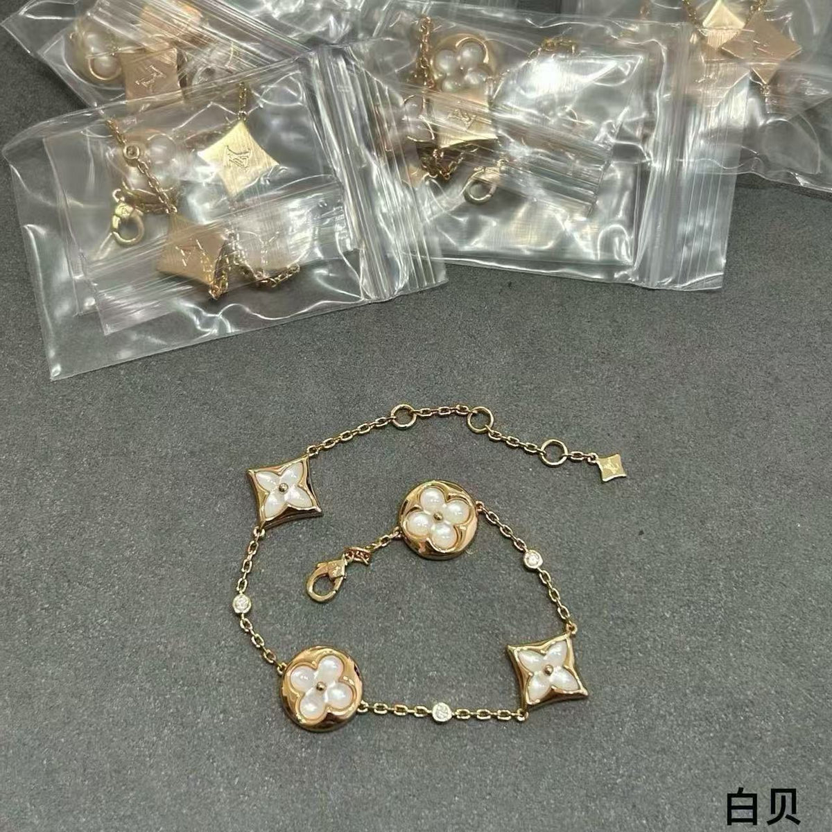 Geometric Emblem Bracelet in Polished Metal-Tone – Design 005 main product view