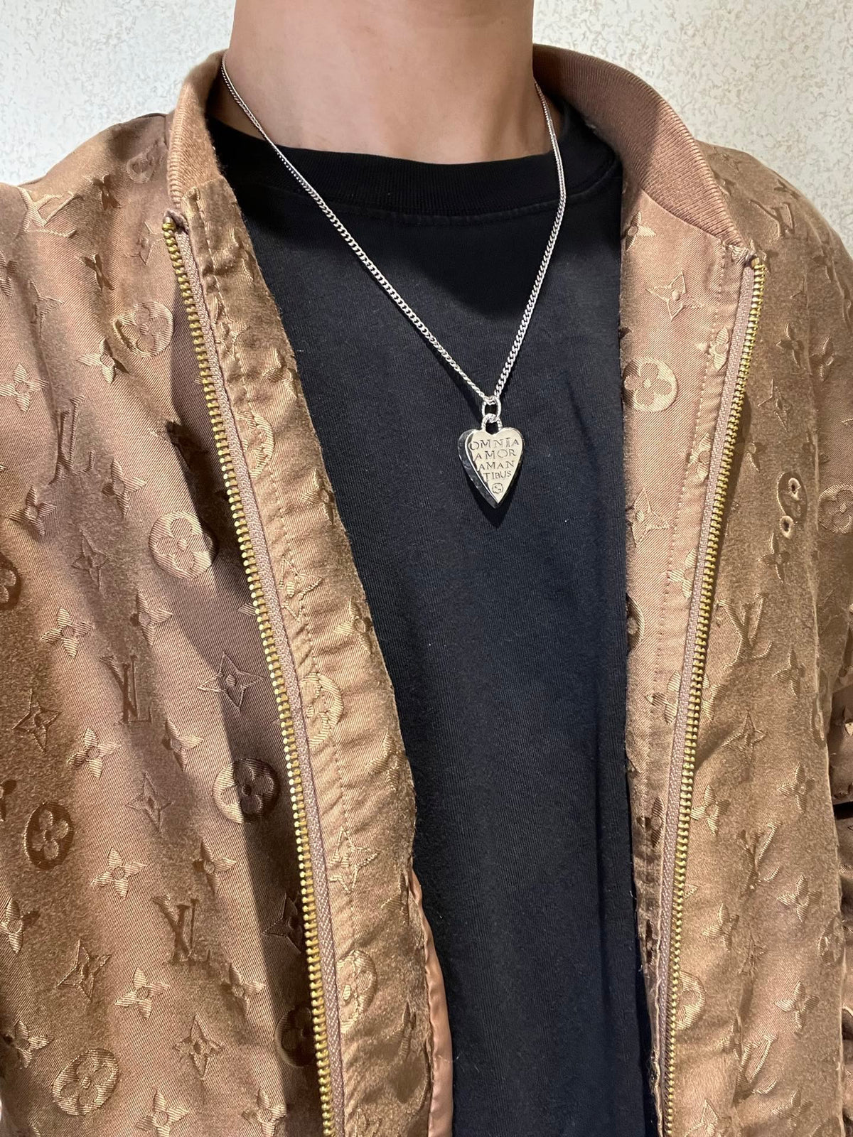 Double-G Emblem Pendant Necklace in Polished Metal-Tone – Design 111 styled product view