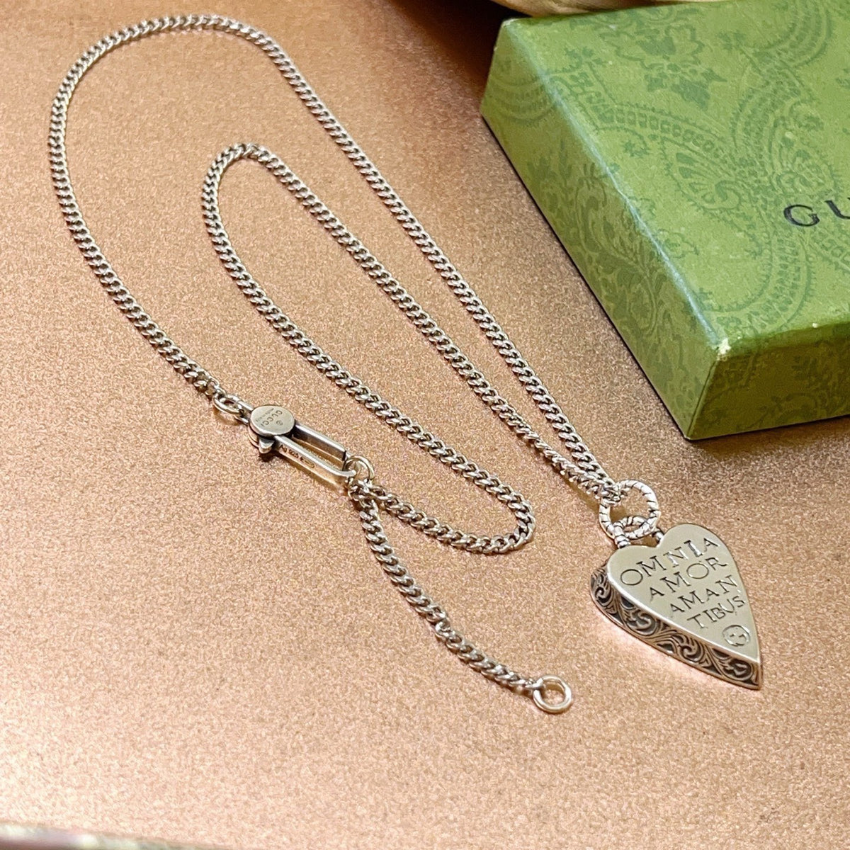 Double-G Emblem Pendant Necklace in Polished Metal-Tone – Design 111 main product view