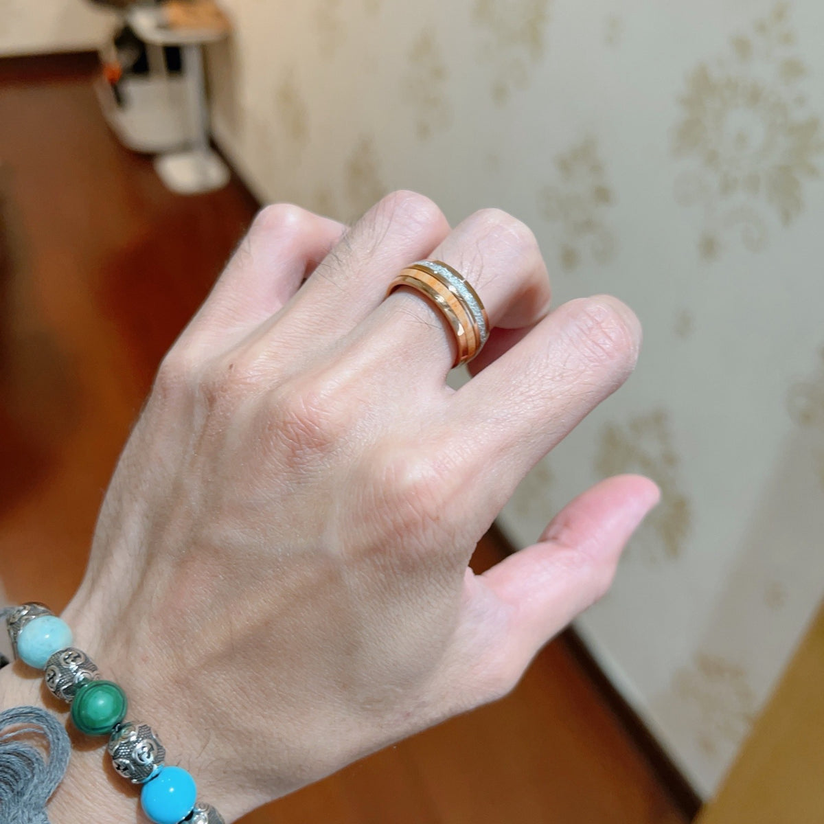 Double-G Emblem Statement Ring in Polished Metal-Tone – Design 006 detail view