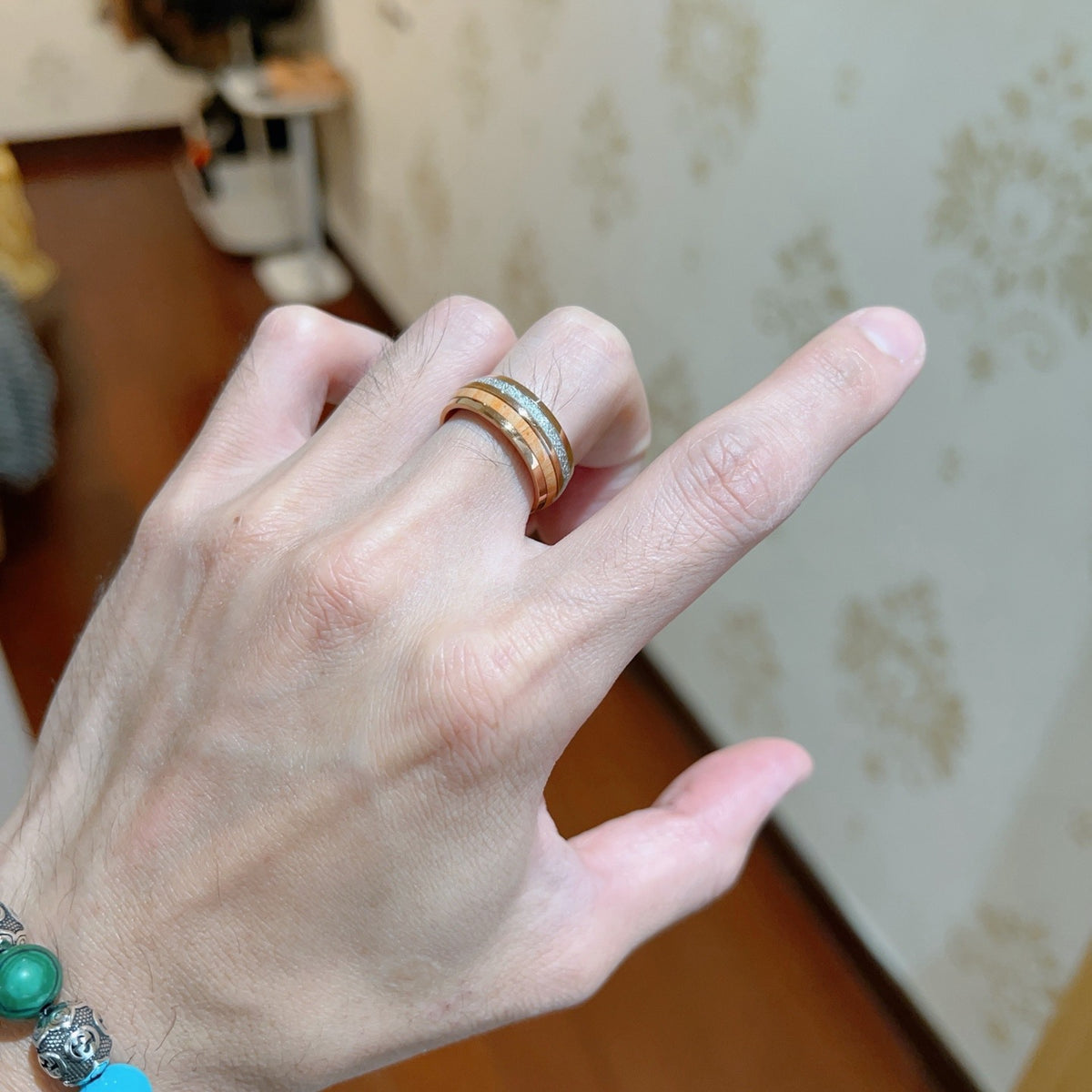 Double-G Emblem Statement Ring in Polished Metal-Tone – Design 006 styled product view