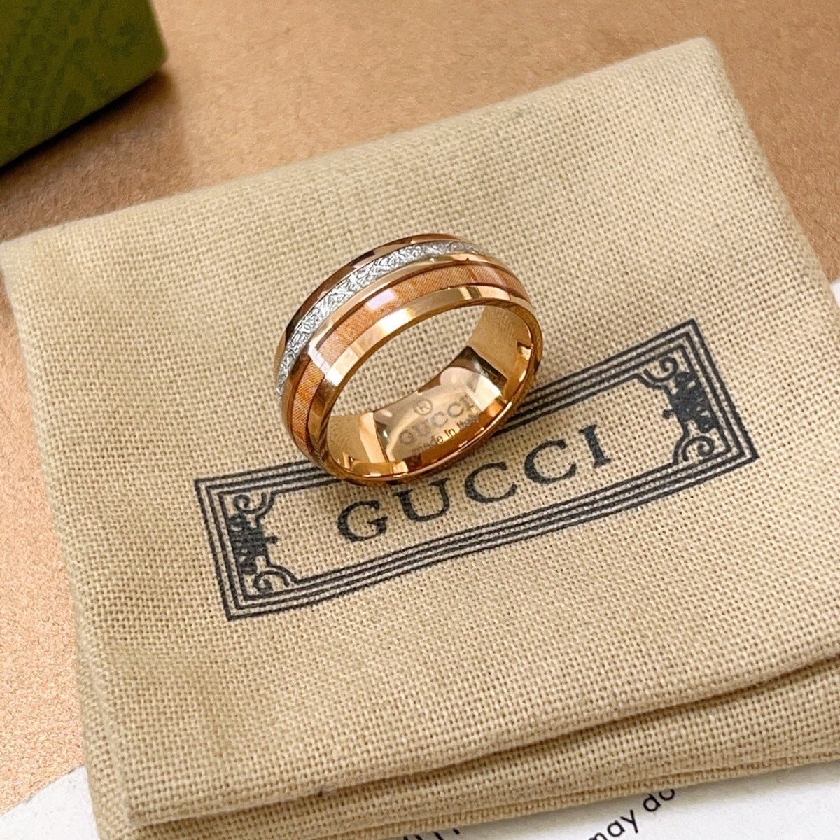 Double-G Emblem Statement Ring in Polished Metal-Tone – Design 006 front product view