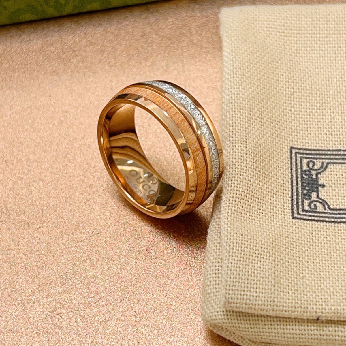 Double-G Emblem Statement Ring in Polished Metal-Tone – Design 006 side detail