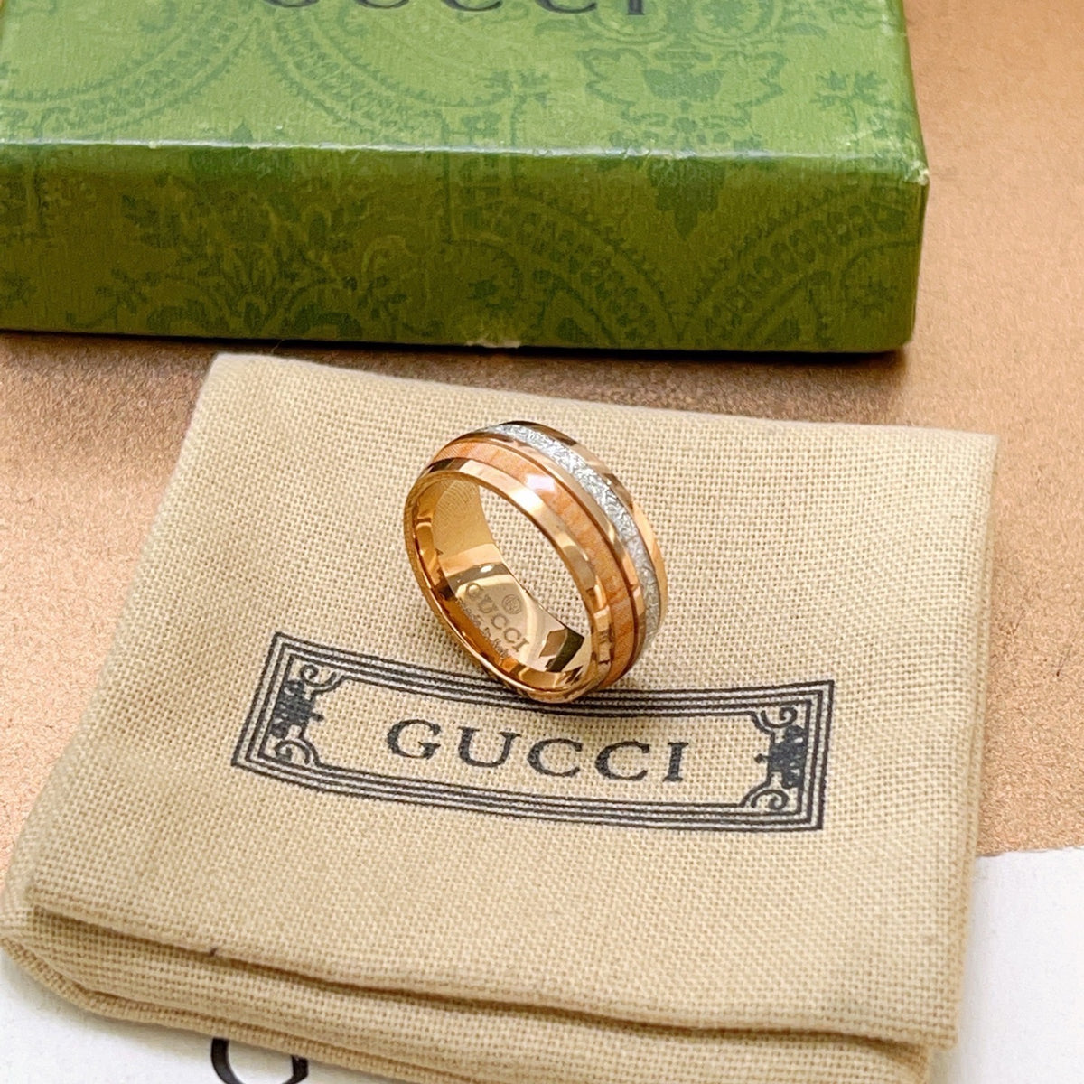 Double-G Emblem Statement Ring in Polished Metal-Tone – Design 006 main product view