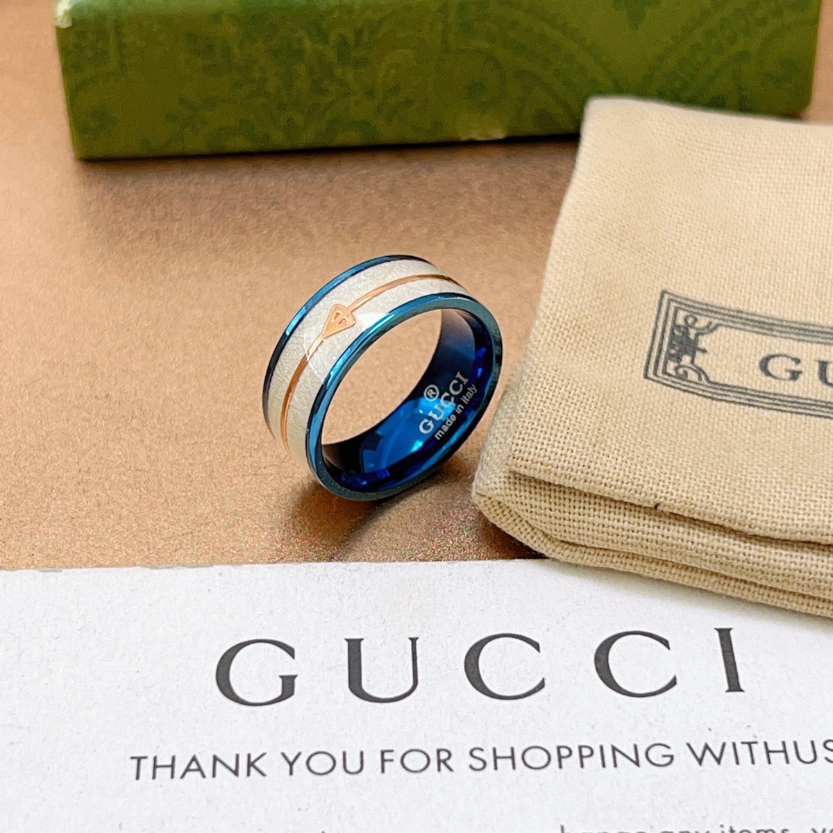 Double-G Emblem Statement Ring in Polished Metal-Tone – Design 005 main product view