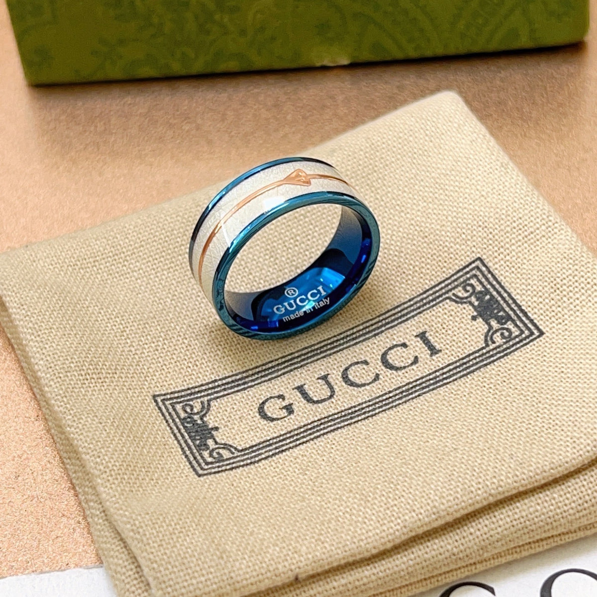 Double-G Emblem Statement Ring in Polished Metal-Tone – Design 005 side detail