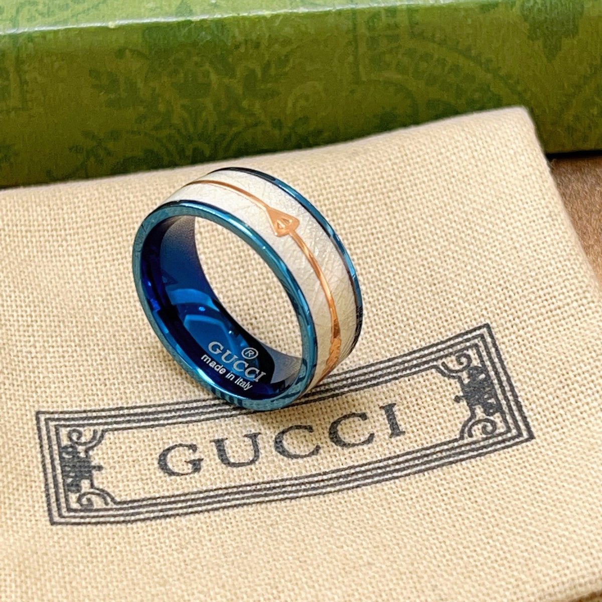 Double-G Emblem Statement Ring in Polished Metal-Tone – Design 005 main product view