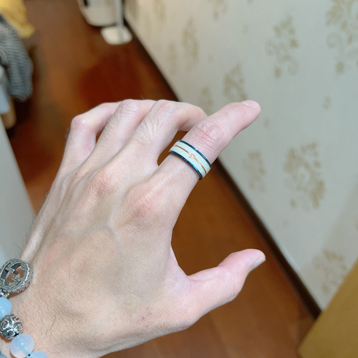 Double-G Emblem Statement Ring in Polished Metal-Tone – Design 005 front product view