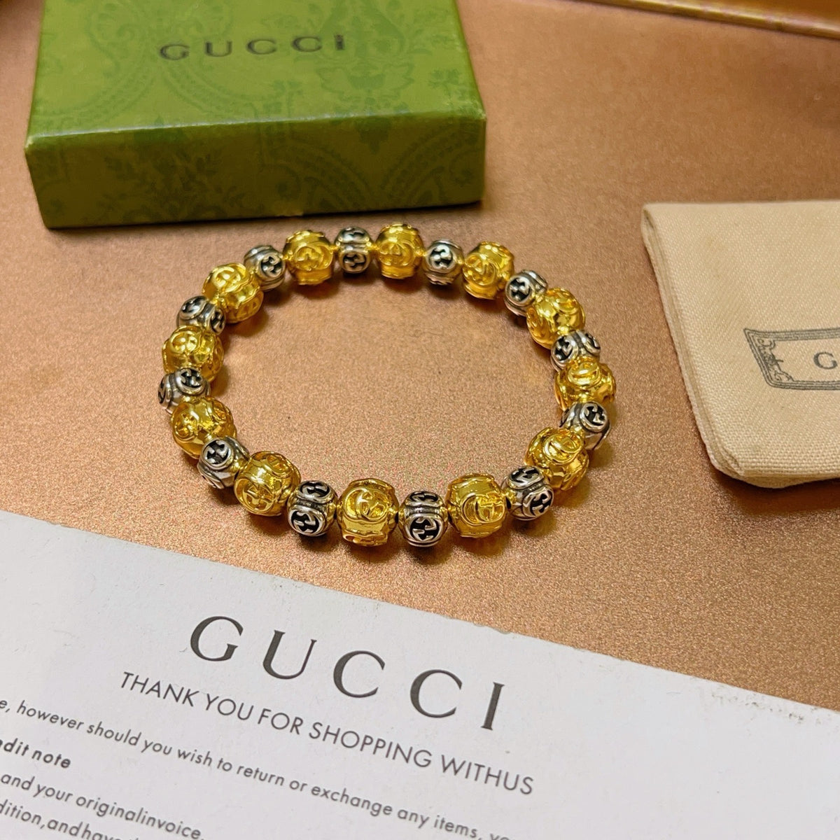 Double-G Emblem Bracelet in Polished Metal-Tone – Design 010 styled product view