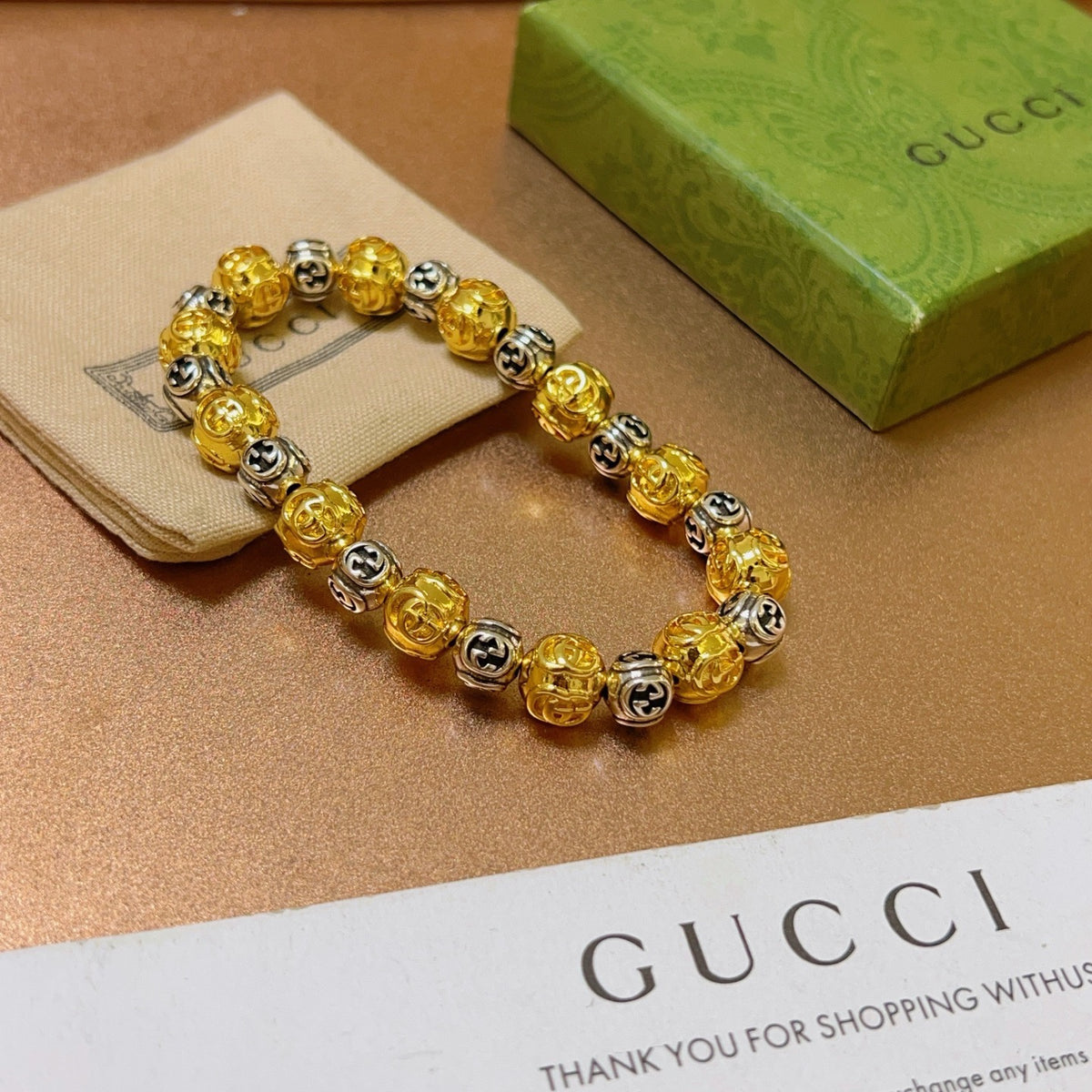 Double-G Emblem Bracelet in Polished Metal-Tone – Design 010 detail view