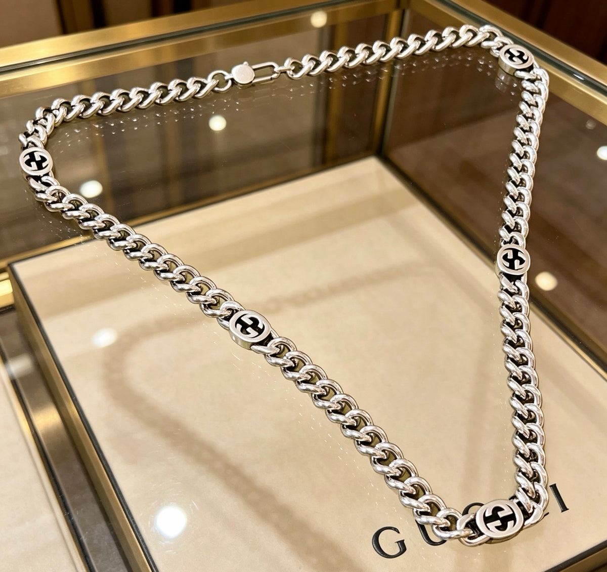 Chain Pendant Necklace in Polished Metal-Tone – Design 004 main product view