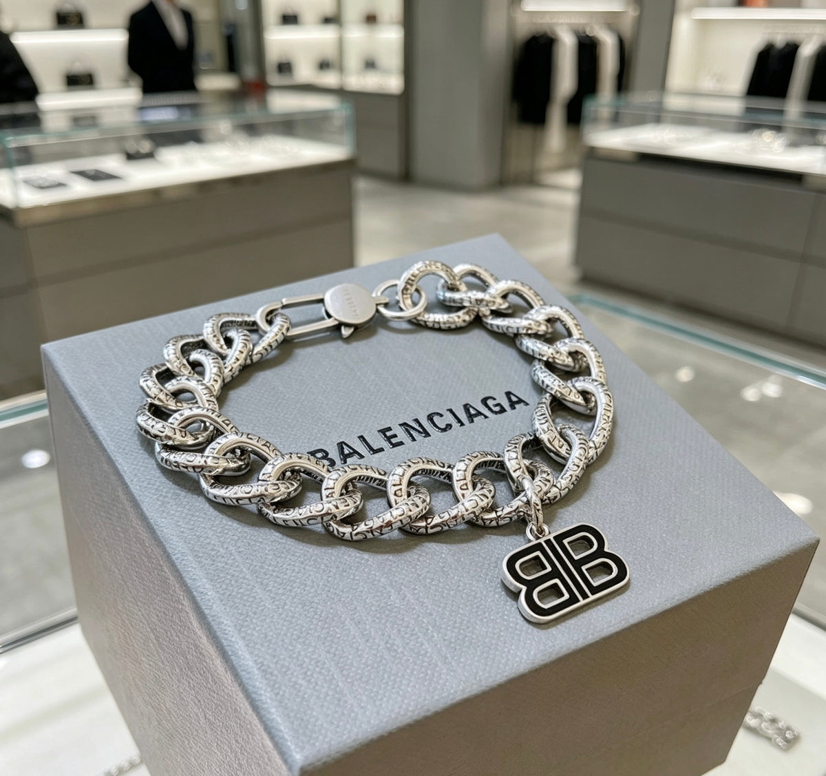 Geometric Emblem Bracelet in Polished Metal-Tone – Design 043 styled product view