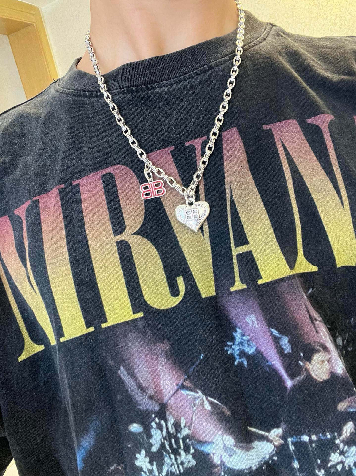Geometric Emblem Pendant Necklace in Polished Metal-Tone – Vintage Detail – Design 055 detail view