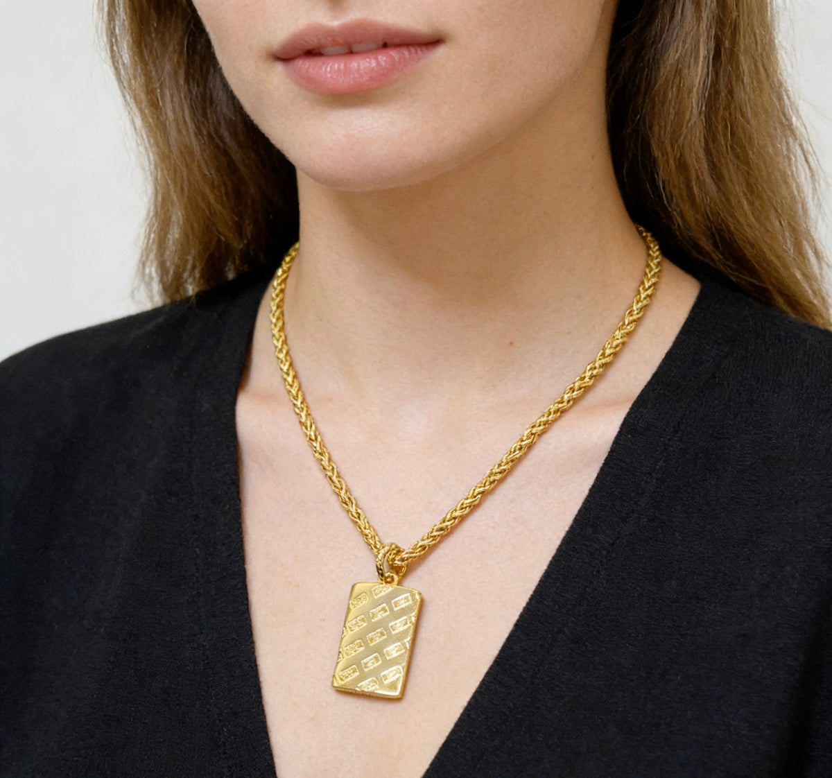 Geometric Emblem Statement Ring in Polished Metal-Tone – Design 079 styled product view
