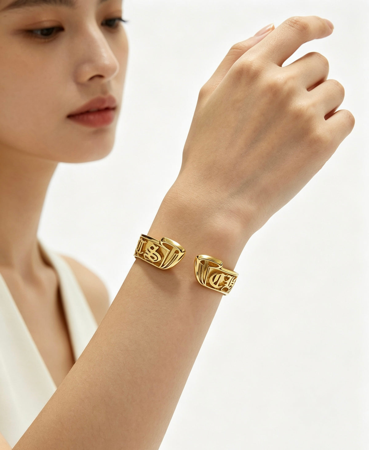 Cross Statement Bracelet in Metal-Tone – Design 04 front product view