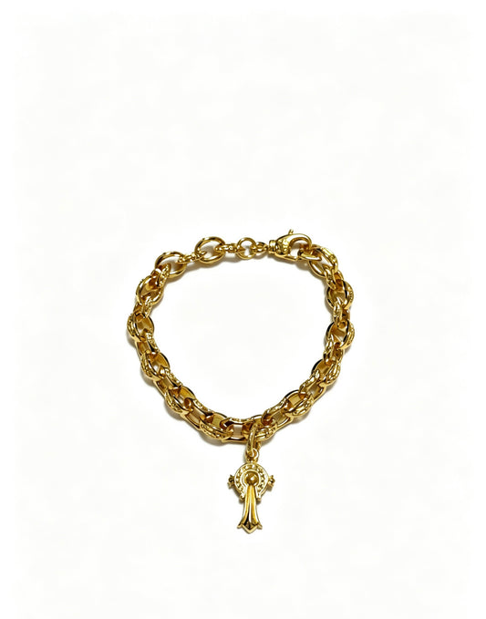 Cross Cuban-Link Bracelet in Antique Silver-Tone – Cuban Link – Design 07 main product view