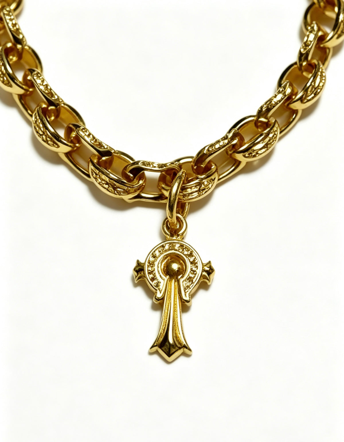 Signature Emblem Bracelet in Polished Metal-Tone – Design 009 styled product view