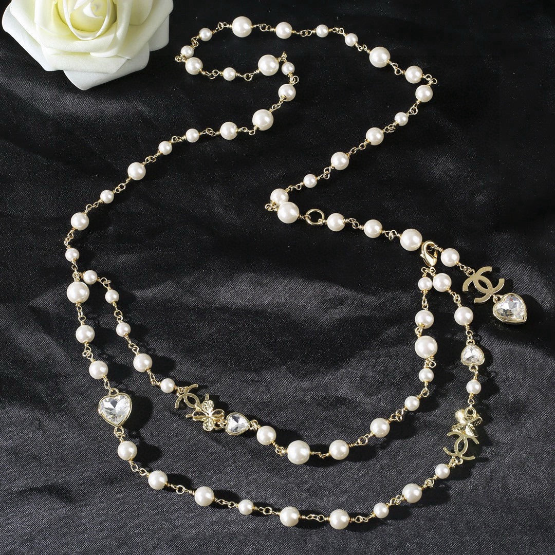 Heart Jewelry Accessory in Polished Metal-Tone – Pearl Detail – Design 002 main product view