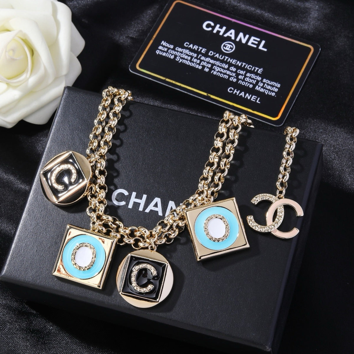 Signature Emblem Jewelry Accessory in Polished Metal-Tone – Design 018 front product view