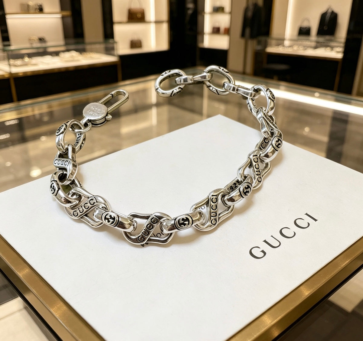 Geometric Emblem Bracelet in Polished Metal-Tone – Design 046 main product view