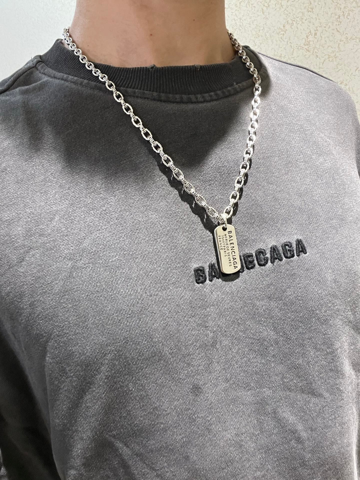 Geometric Emblem Pendant Necklace in Polished Metal-Tone – Vintage Detail – Design 044 detail view